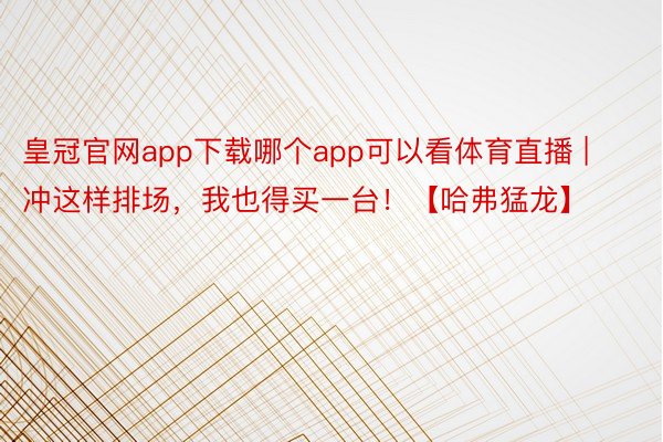 皇冠官网app下载哪个app可以看体育直播 | 冲这样排场，我也得买一台！【哈弗猛龙】